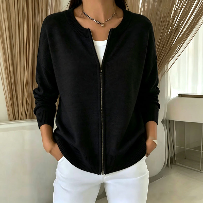 🔥Gratis verzending✈️ Casual Dames Gebreide Jas met Rits – Comfortabel, Zacht & Makkelijk te Combineren 🧥