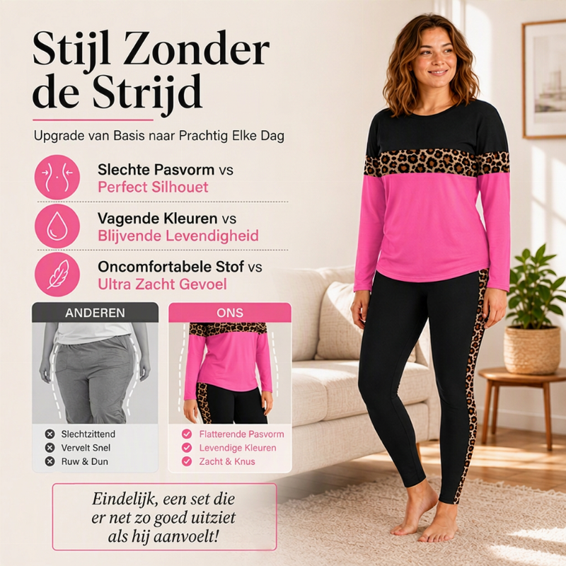 🔥 Tijdelijke Korting ✨ Dames Luipaardprint 2-Delige Set 🐆 Casual Comfortabele Outfit met Trendy Look