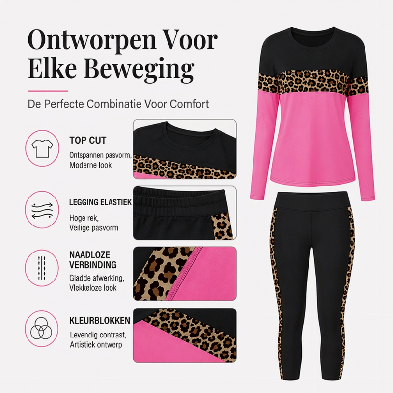 🔥 Tijdelijke Korting ✨ Dames Luipaardprint 2-Delige Set 🐆 Casual Comfortabele Outfit met Trendy Look