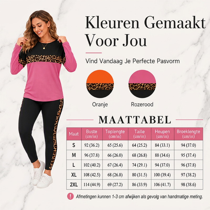 🔥 Tijdelijke Korting ✨ Dames Luipaardprint 2-Delige Set 🐆 Casual Comfortabele Outfit met Trendy Look