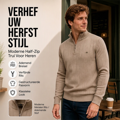 🔥Gratis verzending✈️Casual heren gebreide trui met mockhals en halve rits