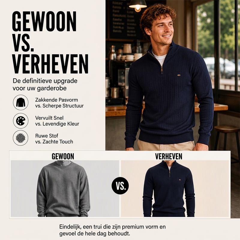 🔥Gratis verzending✈️Casual heren gebreide trui met mockhals en halve rits
