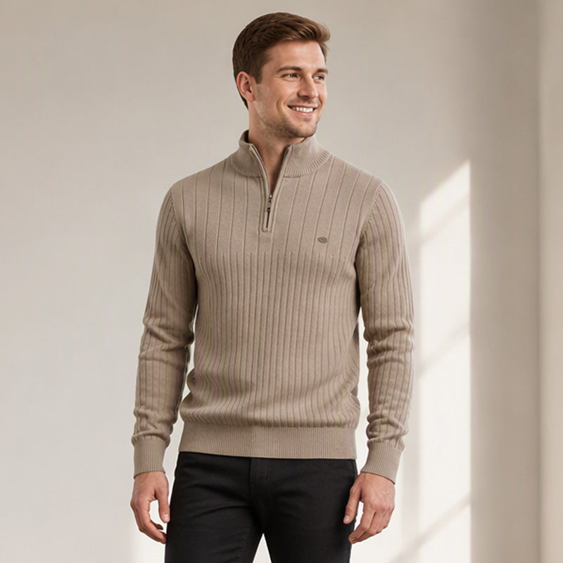 🔥Gratis verzending✈️Casual heren gebreide trui met mockhals en halve rits