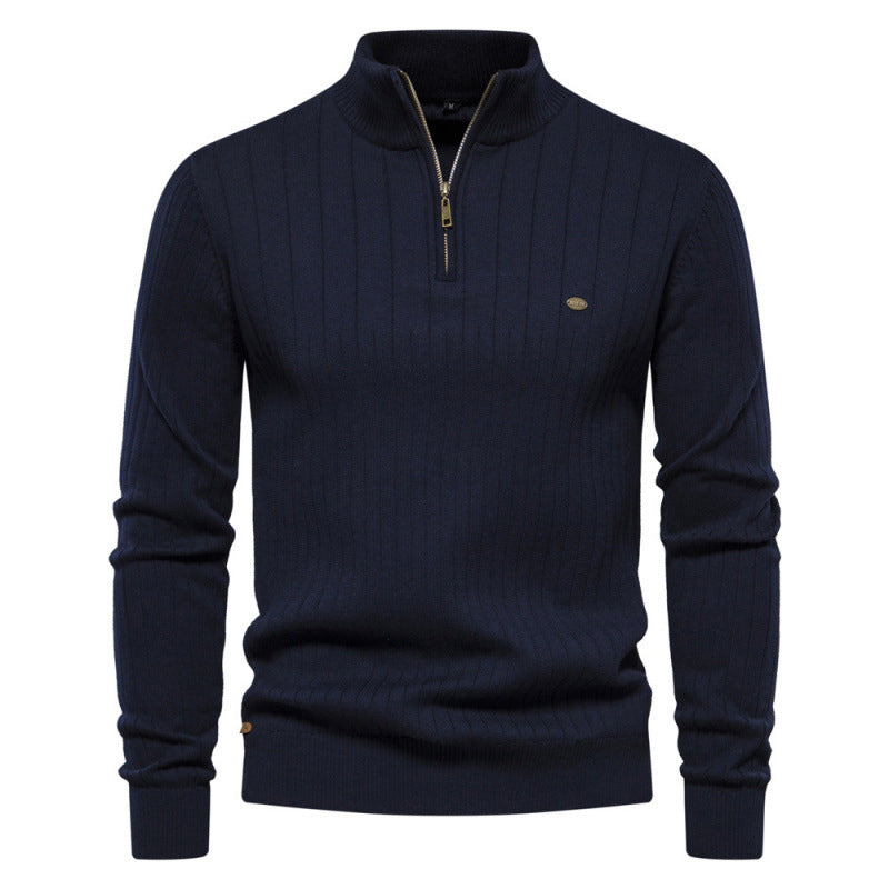 🔥Gratis verzending✈️Casual heren gebreide trui met mockhals en halve rits