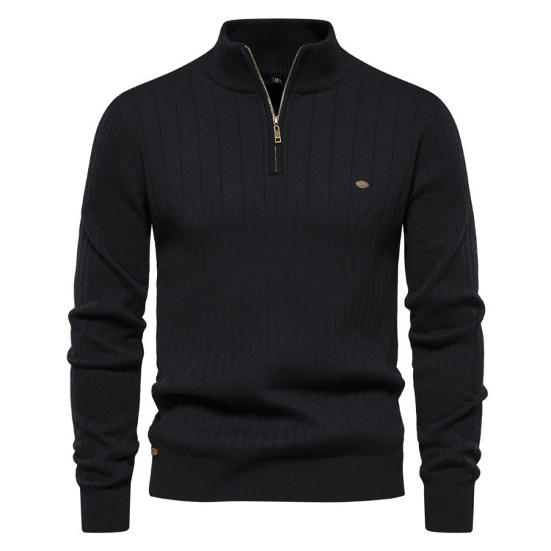 🔥Gratis verzending✈️Casual heren gebreide trui met mockhals en halve rits