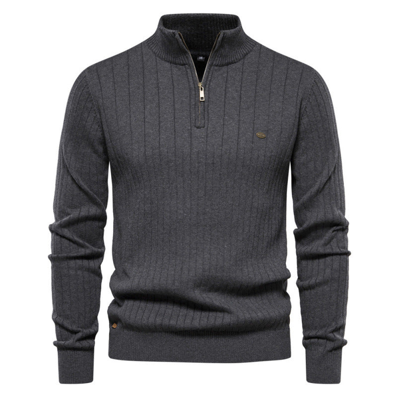 🔥Gratis verzending✈️Casual heren gebreide trui met mockhals en halve rits