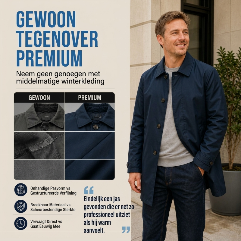 🔥Gratis verzending✈️Waterafstotende gewatteerde trenchcoat voor heren