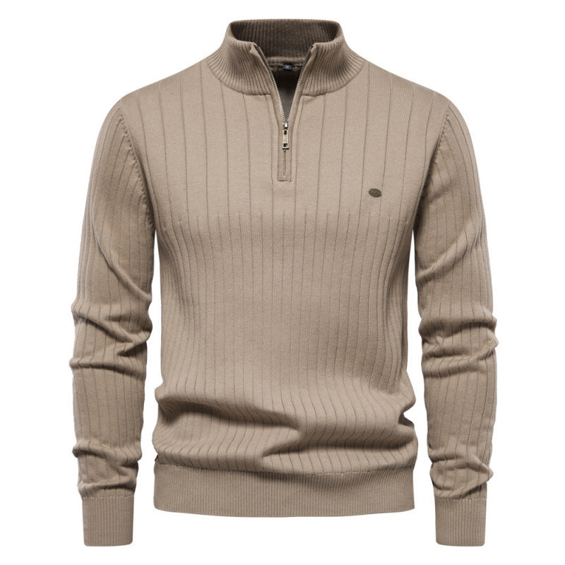 🔥Gratis verzending✈️Casual heren gebreide trui met mockhals en halve rits