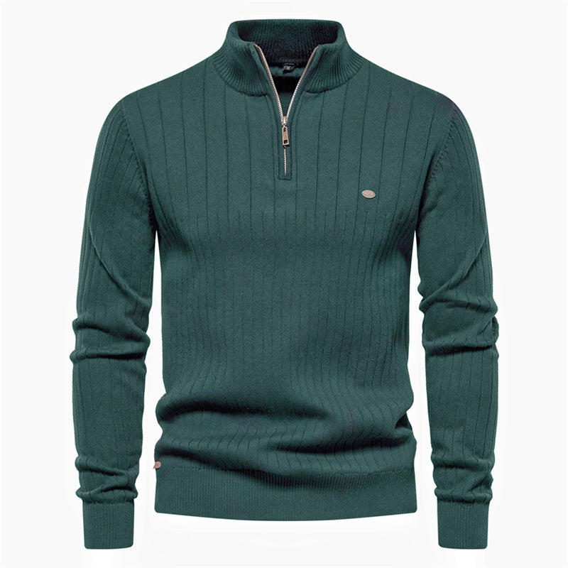 🔥Gratis verzending✈️Casual heren gebreide trui met mockhals en halve rits