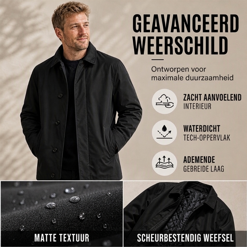 🔥Gratis verzending✈️Waterafstotende gewatteerde trenchcoat voor heren