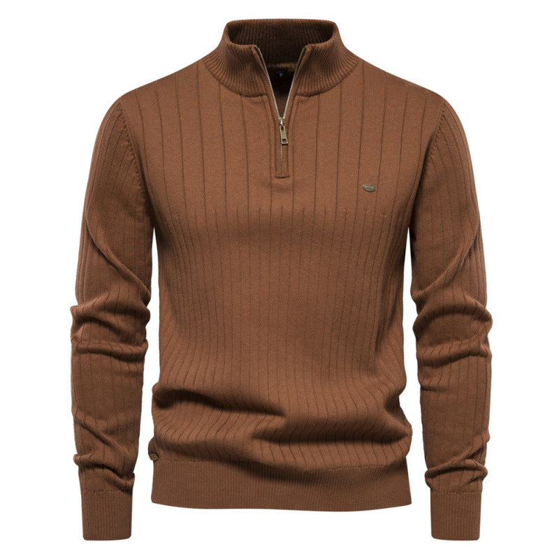 🔥Gratis verzending✈️Casual heren gebreide trui met mockhals en halve rits