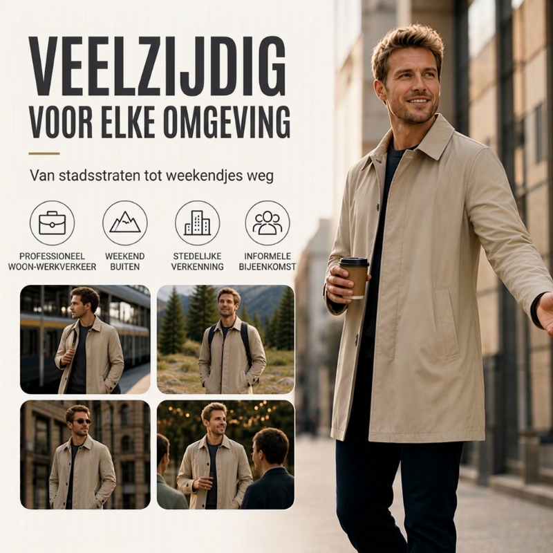 🔥Gratis verzending✈️Waterafstotende gewatteerde trenchcoat voor heren