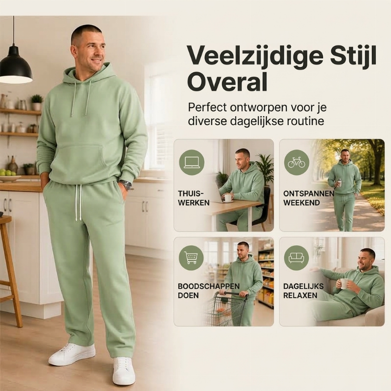 🔥Gratis verzending✈️ Heren Casual Half-Zip Hoodie & Wijde Broek Set – Comfortabele Streetwear Look voor Elke Dag
