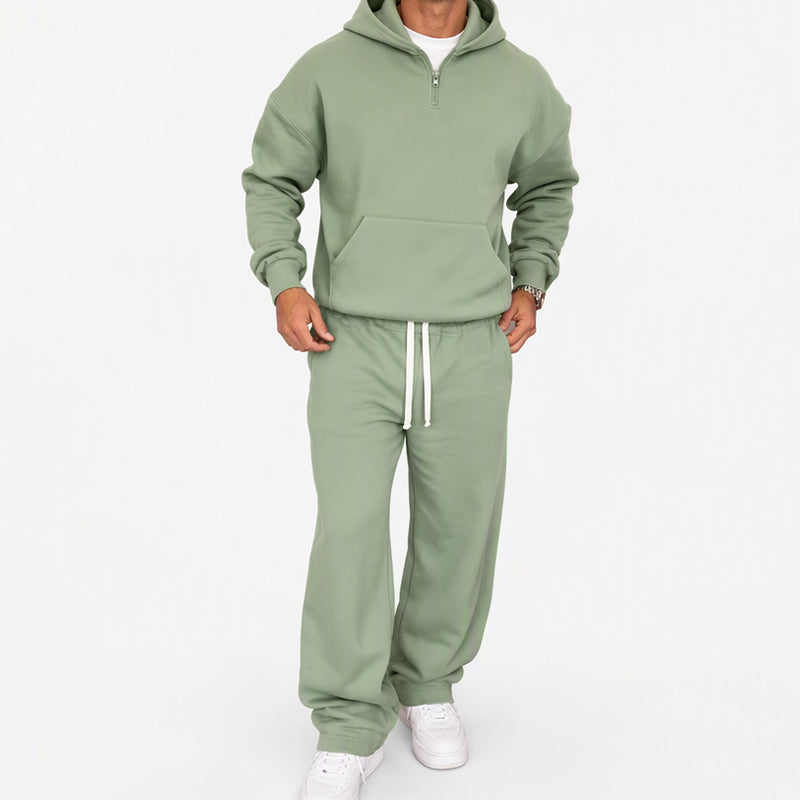 🔥Gratis verzending✈️ Heren Casual Half-Zip Hoodie & Wijde Broek Set – Comfortabele Streetwear Look voor Elke Dag