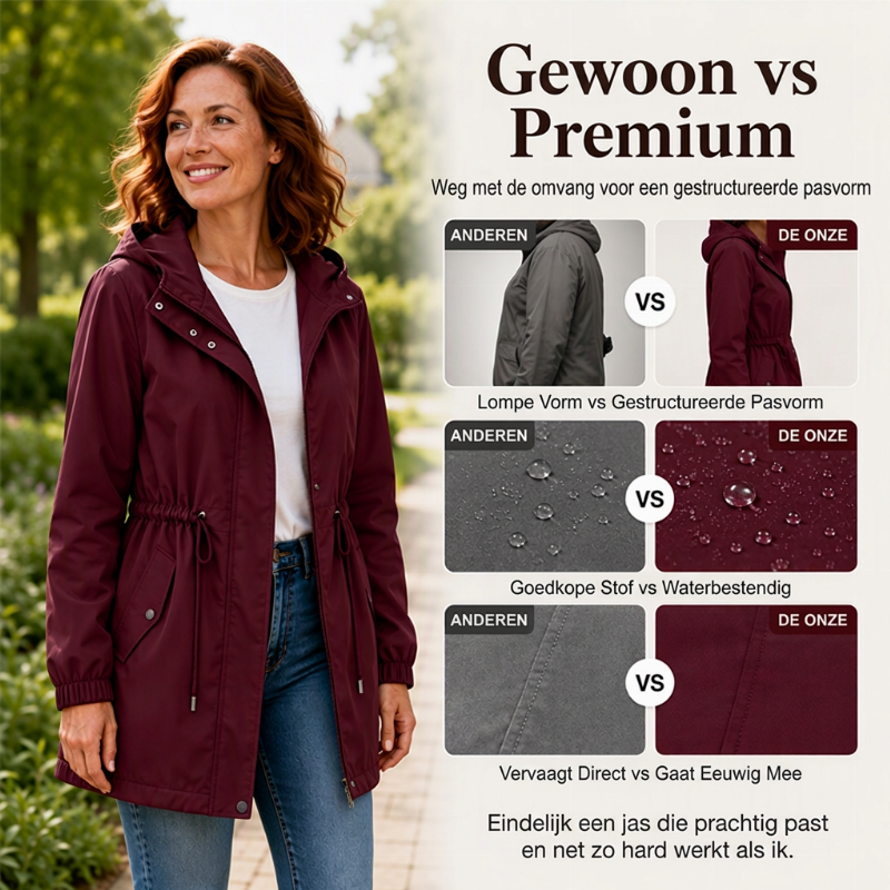 🔥Gratis verzending✈️Dames windjack met capuchon en halflange lengte