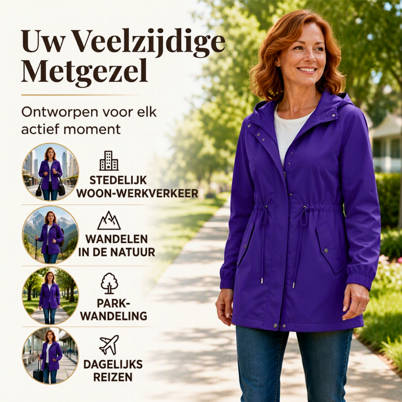 🔥Gratis verzending✈️Dames windjack met capuchon en halflange lengte