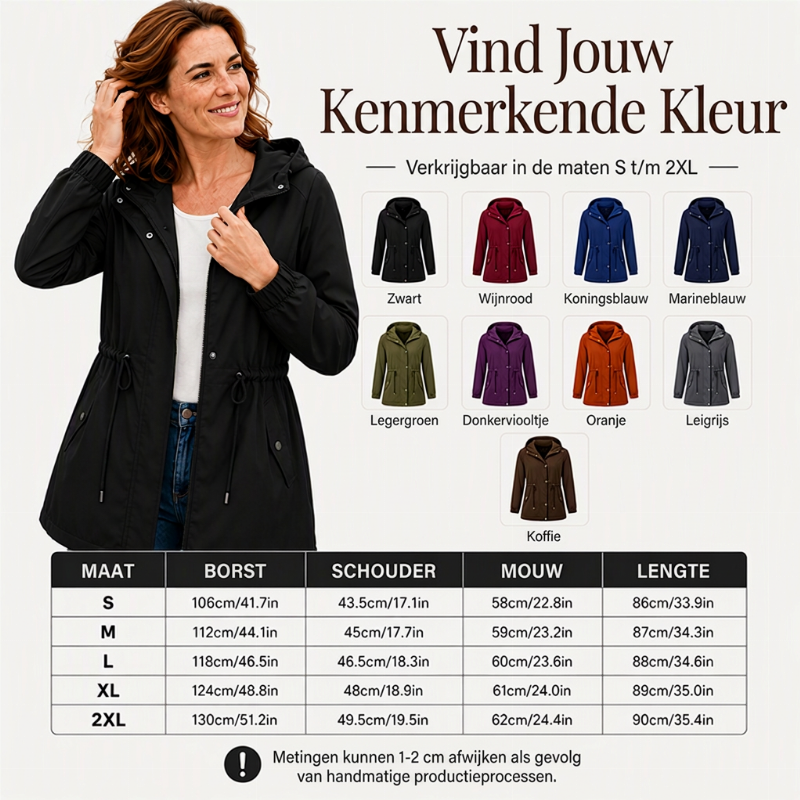🔥Gratis verzending✈️Dames windjack met capuchon en halflange lengte