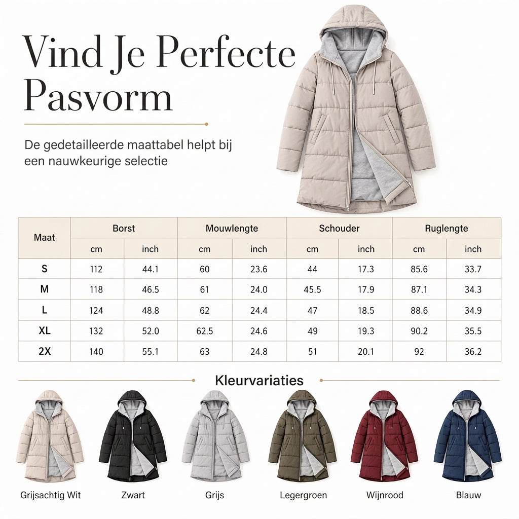 🔥Gratis verzending✈️Slim-fit lange gewatteerde jas met capuchon, effen kleur, met zakken voor de winter