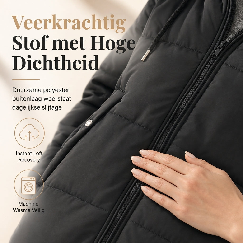 🔥Gratis verzending✈️Slim-fit lange gewatteerde jas met capuchon, effen kleur, met zakken voor de winter