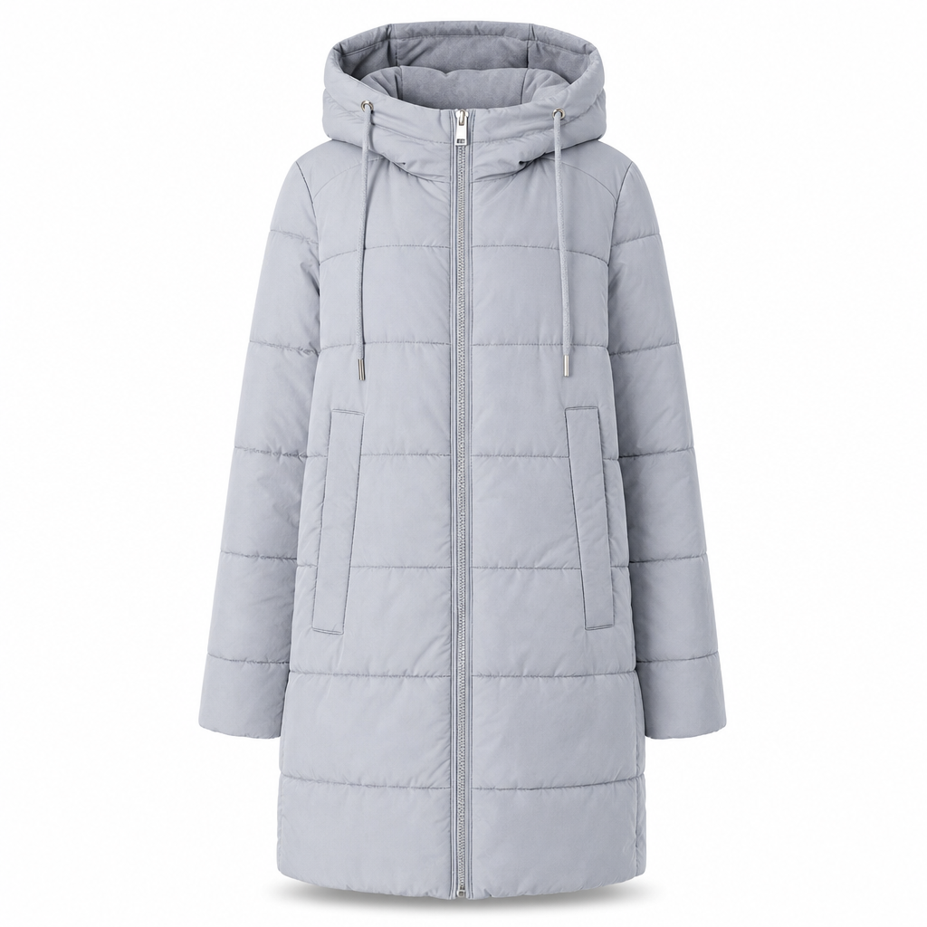 🔥Gratis verzending✈️Slim-fit lange gewatteerde jas met capuchon, effen kleur, met zakken voor de winter