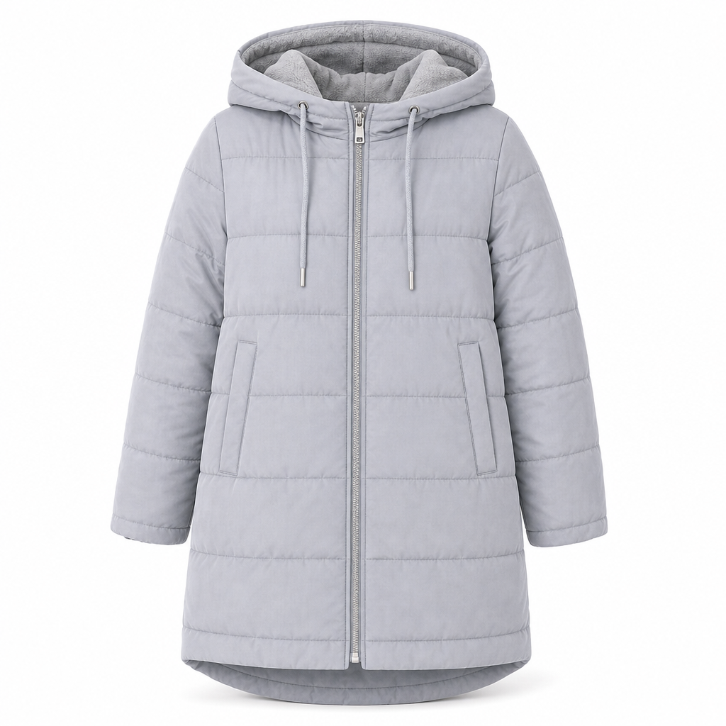 🔥Gratis verzending✈️Slim-fit lange gewatteerde jas met capuchon, effen kleur, met zakken voor de winter