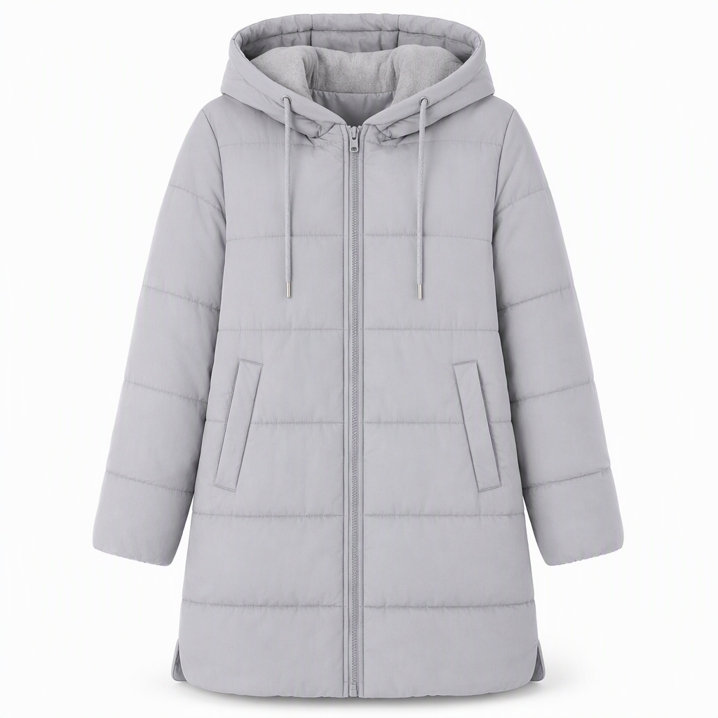 🔥Gratis verzending✈️Slim-fit lange gewatteerde jas met capuchon, effen kleur, met zakken voor de winter