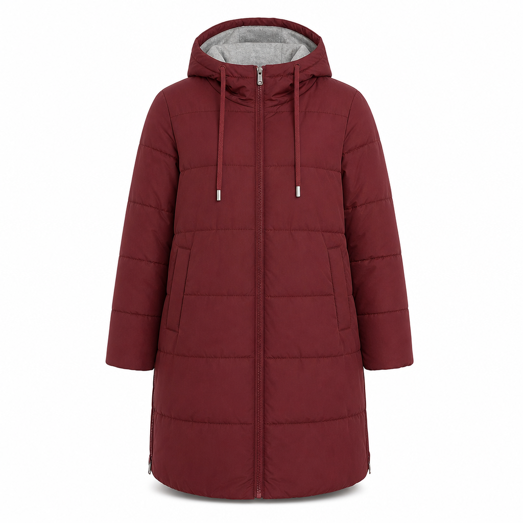 🔥Gratis verzending✈️Slim-fit lange gewatteerde jas met capuchon, effen kleur, met zakken voor de winter