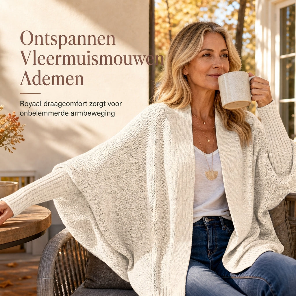 🔥Gratis verzending✈️Dames Ruimvallend Vest met Vleermuismouwen en Gebreide Sjaalkraag voor Herfst en Winter