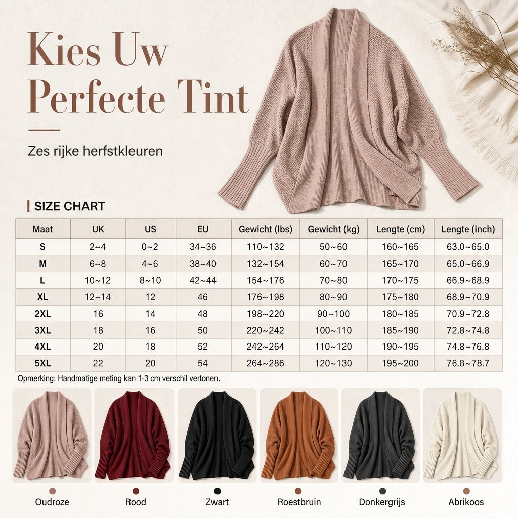 🔥Gratis verzending✈️Dames Ruimvallend Vest met Vleermuismouwen en Gebreide Sjaalkraag voor Herfst en Winter