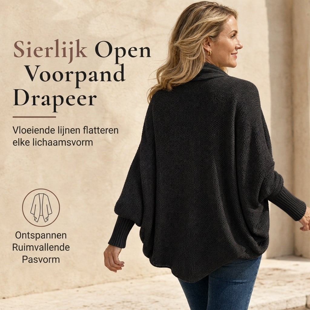 🔥Gratis verzending✈️Dames Ruimvallend Vest met Vleermuismouwen en Gebreide Sjaalkraag voor Herfst en Winter