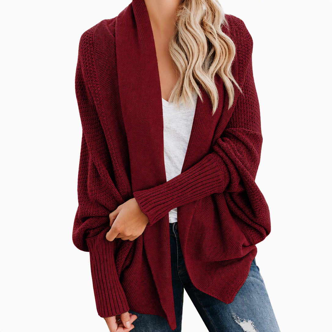 🔥Gratis verzending✈️Dames Ruimvallend Vest met Vleermuismouwen en Gebreide Sjaalkraag voor Herfst en Winter
