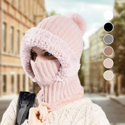 ❄️ Winter Deal ✨ Dames Gebreide 3-in-1 Muts Sjaal Masker – Warme Gezichtsbedekking voor Koude Dagen