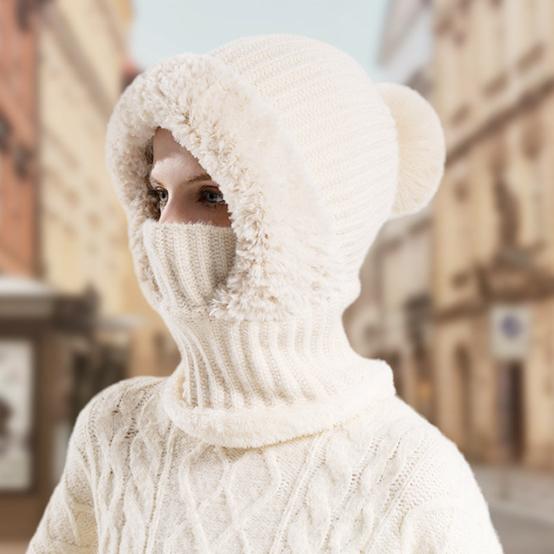 ❄️ Winter Deal ✨ Dames Gebreide 3-in-1 Muts Sjaal Masker – Warme Gezichtsbedekking voor Koude Dagen