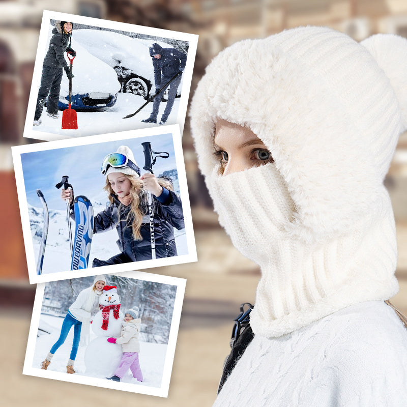 ❄️ Winter Deal ✨ Dames Gebreide 3-in-1 Muts Sjaal Masker – Warme Gezichtsbedekking voor Koude Dagen