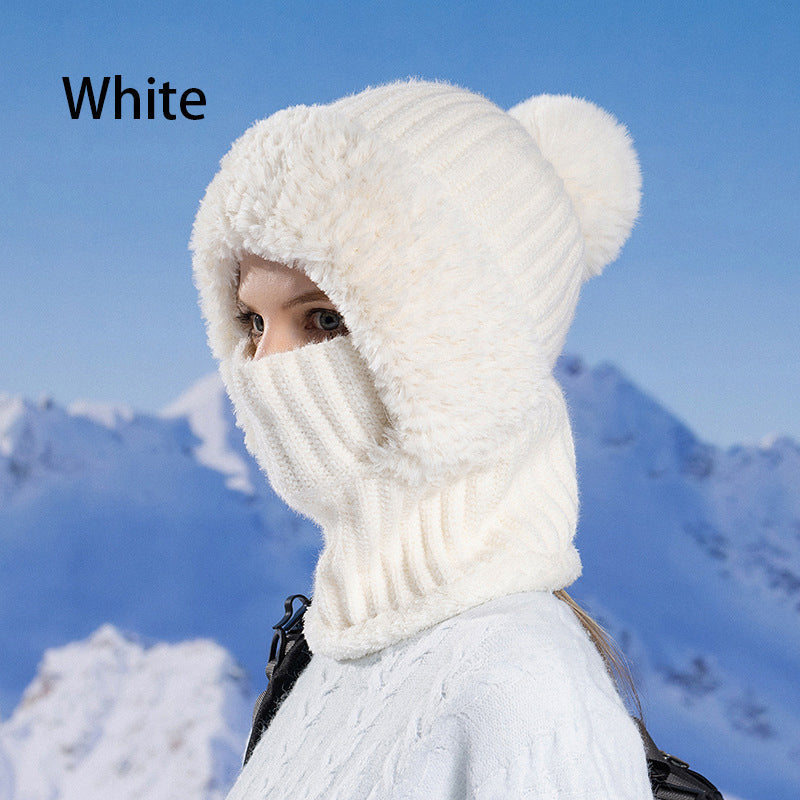 ❄️ Winter Deal ✨ Dames Gebreide 3-in-1 Muts Sjaal Masker – Warme Gezichtsbedekking voor Koude Dagen