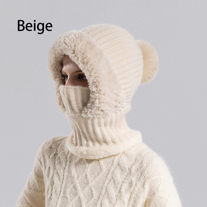 ❄️ Winter Deal ✨ Dames Gebreide 3-in-1 Muts Sjaal Masker – Warme Gezichtsbedekking voor Koude Dagen