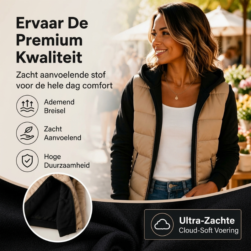 🔥Gratis verzending✈️Damesjas met capuchon, gewatteerd en met colourblock-design