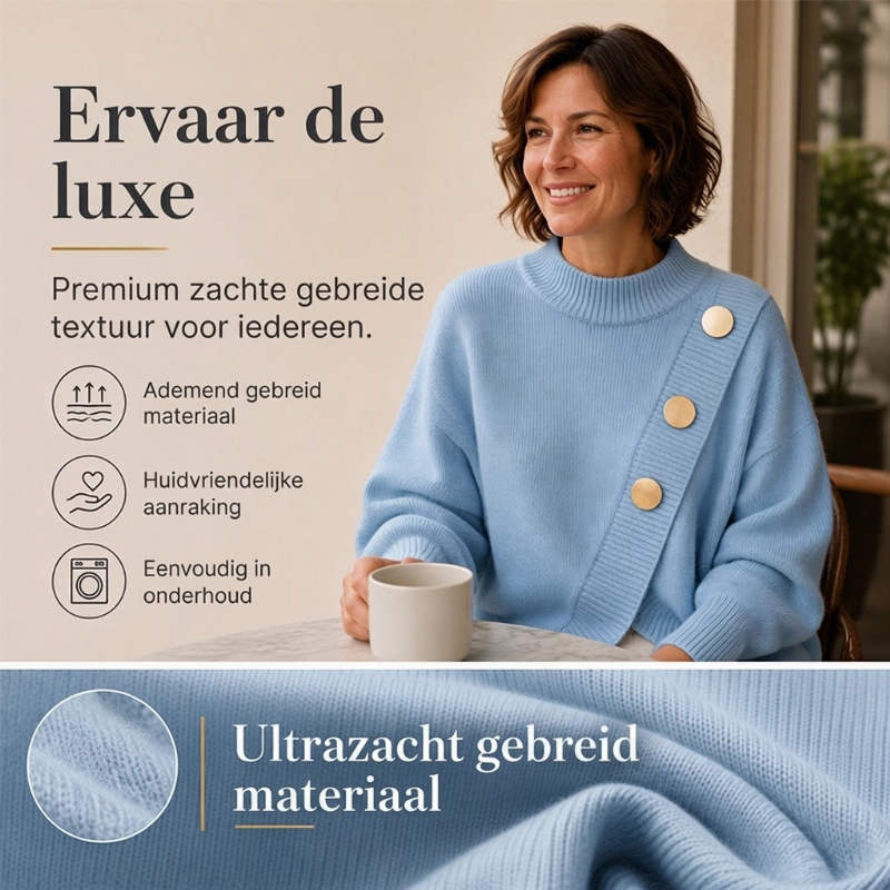 🔥Gratis verzending✈️Dames gebreide trui met asymmetrische onderrand en mock neck