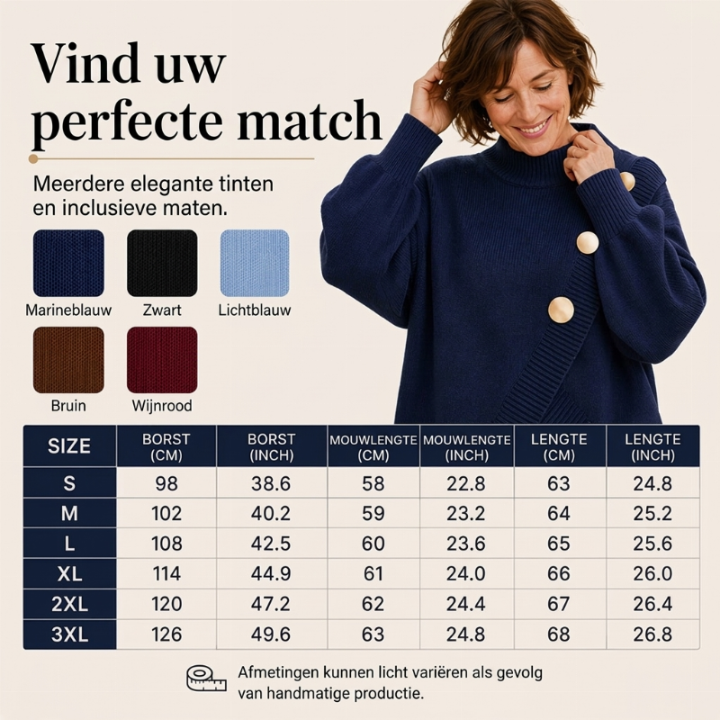 🔥Gratis verzending✈️Dames gebreide trui met asymmetrische onderrand en mock neck