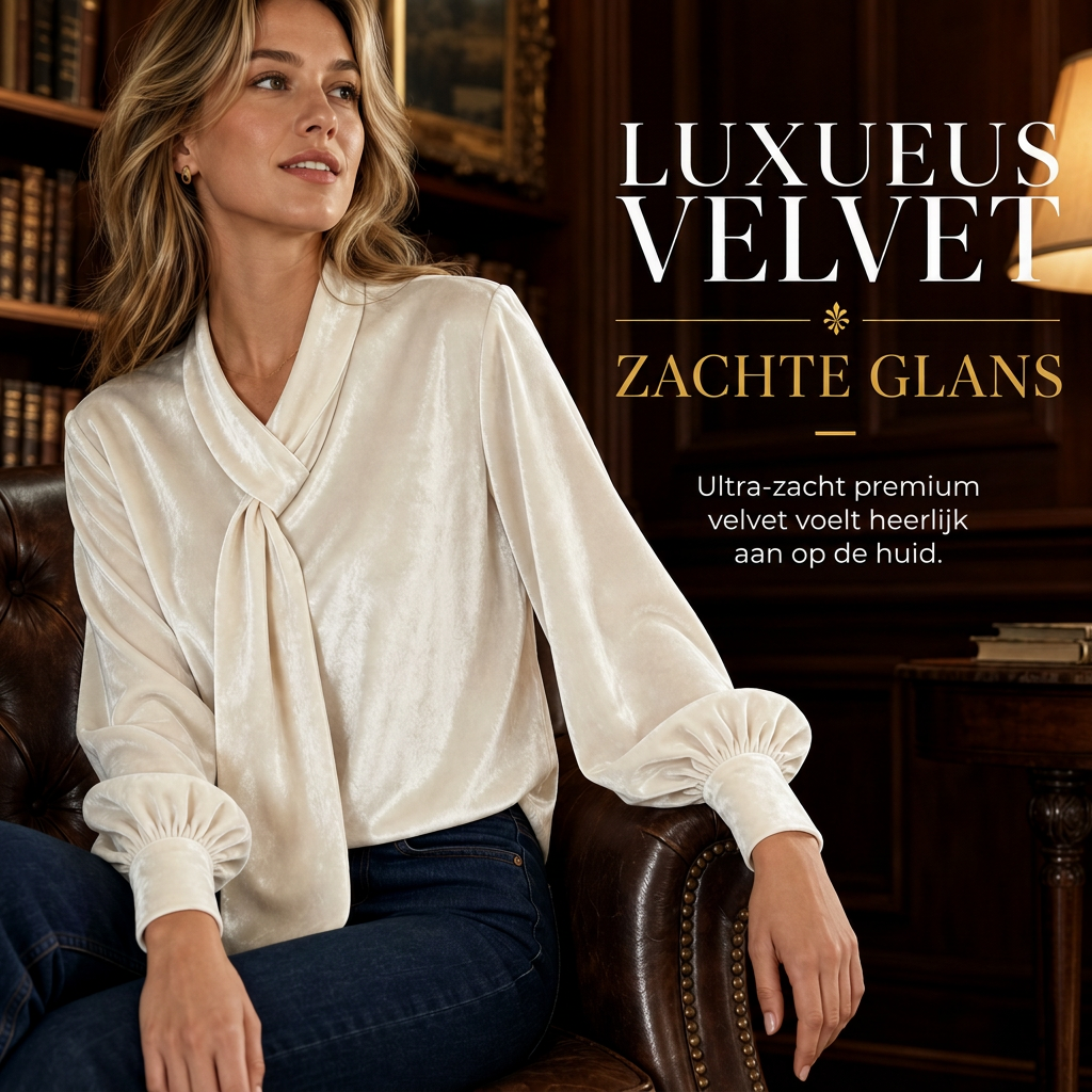 Dames velvet long Sleeve T-shirt met lintdesign
