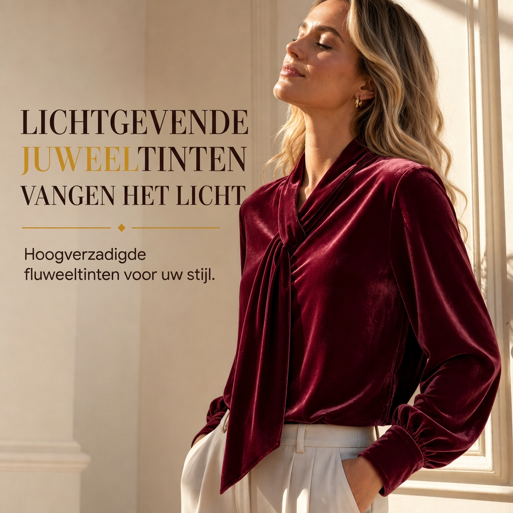 Dames velvet long Sleeve T-shirt met lintdesign