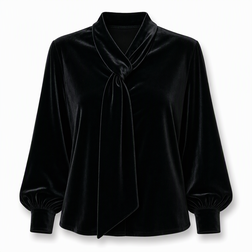 Dames velvet long Sleeve T-shirt met lintdesign
