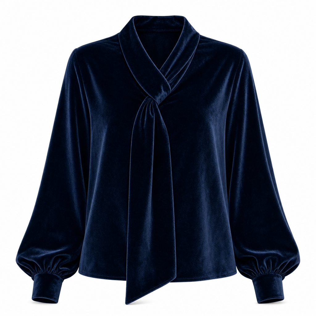 Dames velvet long Sleeve T-shirt met lintdesign