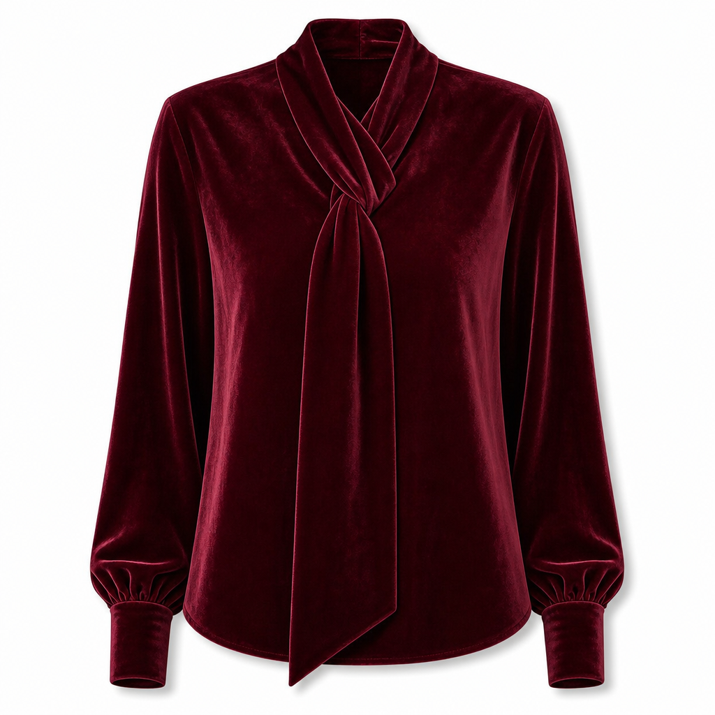 Dames velvet long Sleeve T-shirt met lintdesign