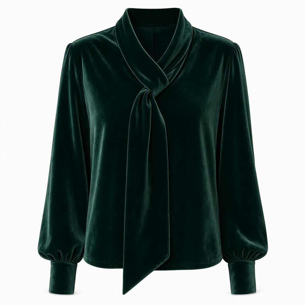 Dames velvet long Sleeve T-shirt met lintdesign