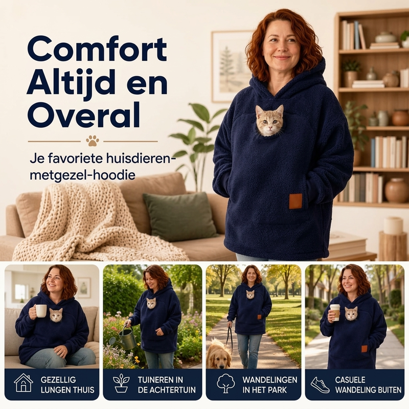 🔥Gratis verzending✈️Unisex Kattenverwarmer met Pluche Capuchon