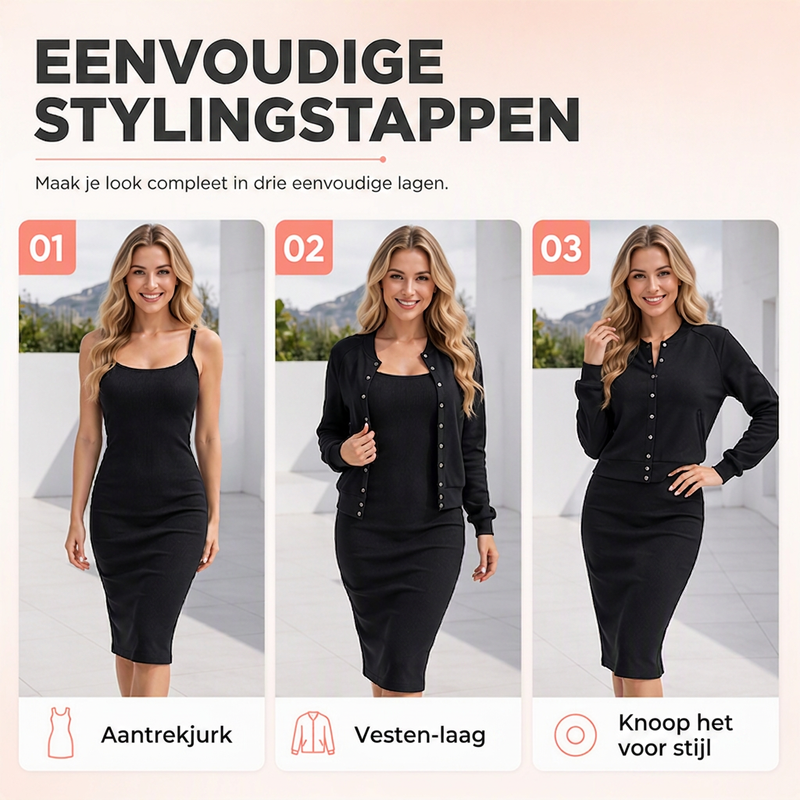 Elegante camisolejurk en kort jackset voor dames