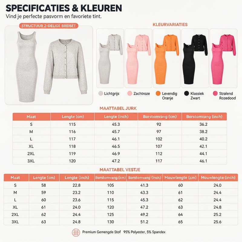 Elegante camisolejurk en kort jackset voor dames