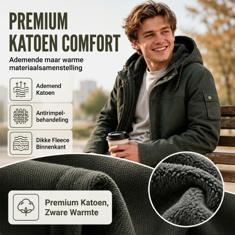 🔥Gratis verzending✈️Herenjas met capuchon, van plush gevoerd, utility-stijl
