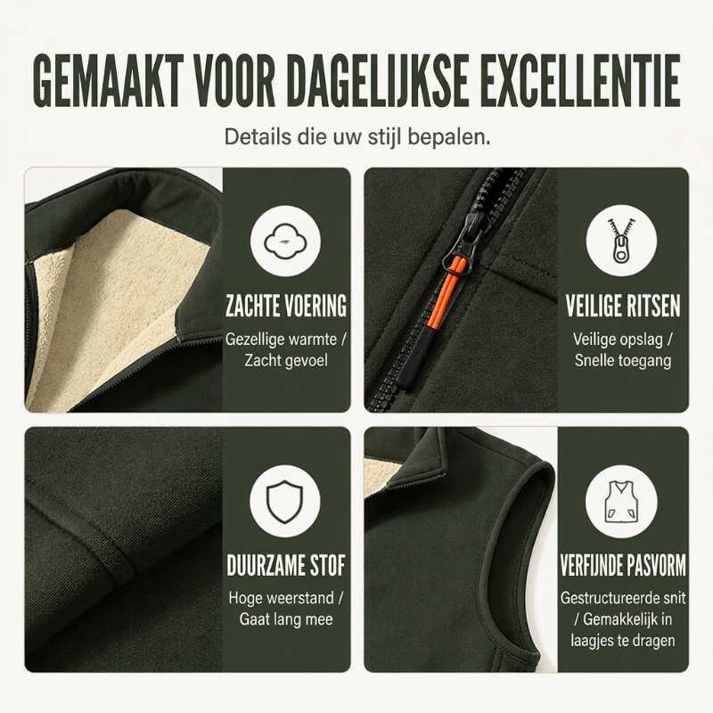 Unisex Winter Vest met Pluche Voering voor Warmte